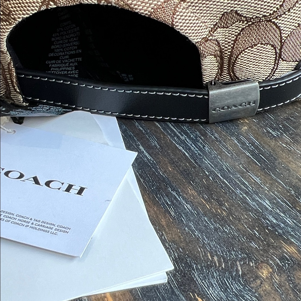 Coach Tan and Brown Signature C and Leather Cap - Picture 4 of 6